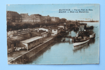 Postcard PC Mainz 1926 Steamer ship Town architecture Rheinland Pfalz